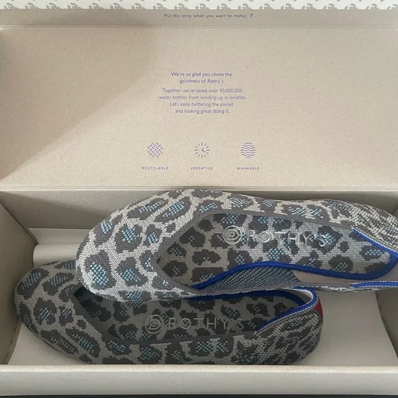 Rothy's Gray and Blue Flats with Animal Print - Picture 3 of 4